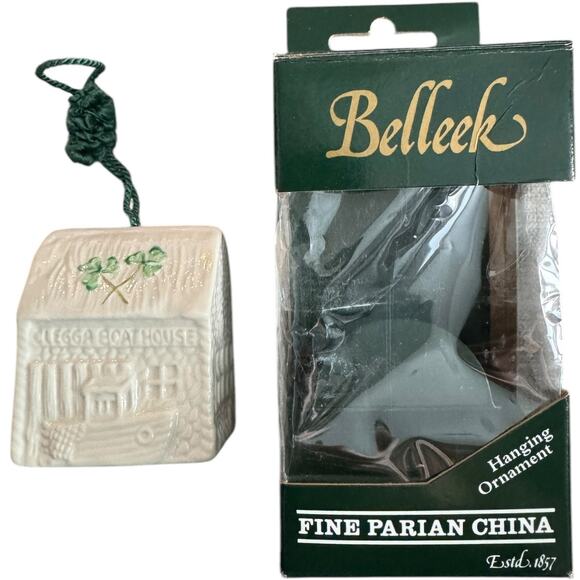NWB Vintage Irish Belleek Porcelain Christmas ornament Clegga Boathouse in Box - Picture 4 of 14